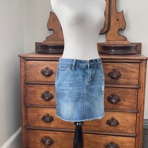 Express X2 Distresses Jean Mini Skirt, Size 2